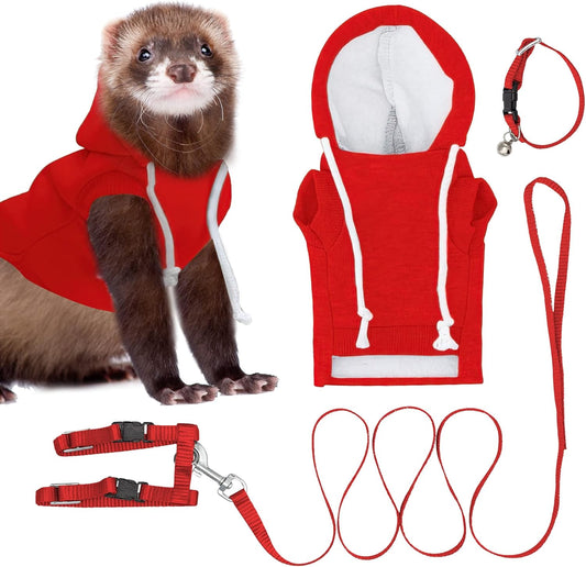 Red Ferret Sweater, Harness, and Leash Set - Ferret Clothes- Ferret Accessories - Clothes for Ferrets - Ferret Stuff - Hoodies for Ferrets - Ferret Accessories