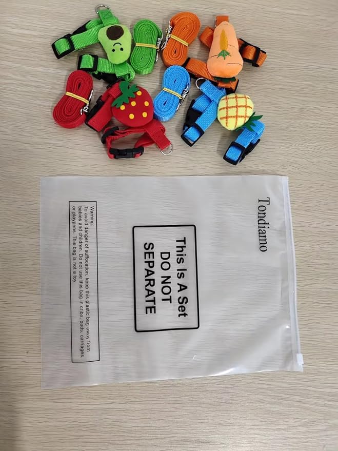 Tondiamo 4 Sets Adjustable Bunny Rabbit Harness and Leash Set Small Pet Cute Vest Harness Leash with Decoration for Bunny Ferret Small Pets(Fruit)