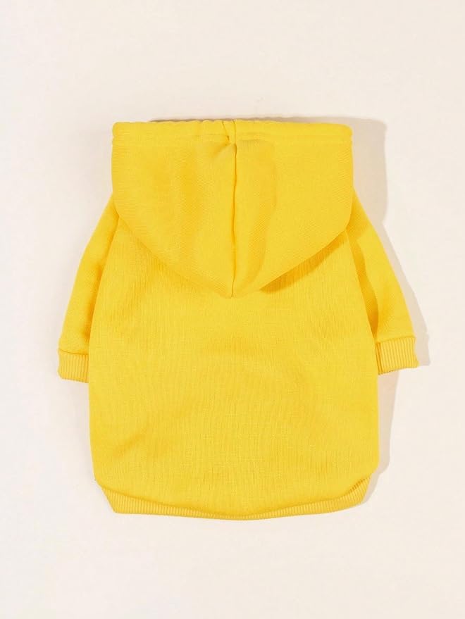 QWINEE Basic Dog Hoodie Sweatshirt Puppy Sweater Warm Cat Costumes Pet Clothes for Chihuahua Puppy Kitten Small Medium Dogs Yellow X-Large