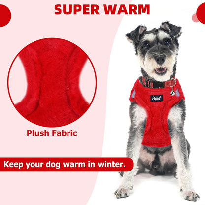 PUPTECK Adjustable Dog Harness Collar and Leash Set Step in No Pull Pet Harness for Small Medium Dogs Puppy and Cats Outdoor Walking Running, Soft Mesh Padded Reflective Vest Harnesses, Red M