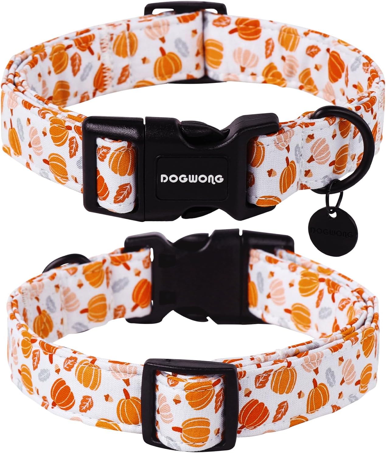 DOGWONG Halloween Pumpkin Dog Collar, Cotton Fall Dog Collar Cute Comfortable Fall Dog Collars Thanksgiving Necklace for Small Girl Boy Puppy Dogs