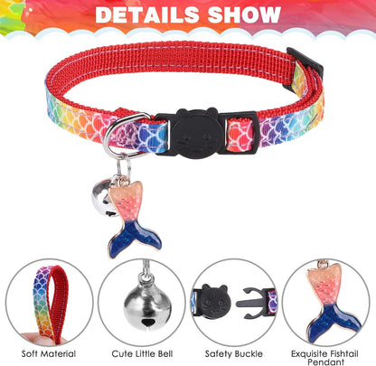 PAWCHIE Cat Harness with Leash and Collar Set - Escape Proof Adjustable Glow in The Dark Cat Harness for Kitty Outdoor Walking Multicolor