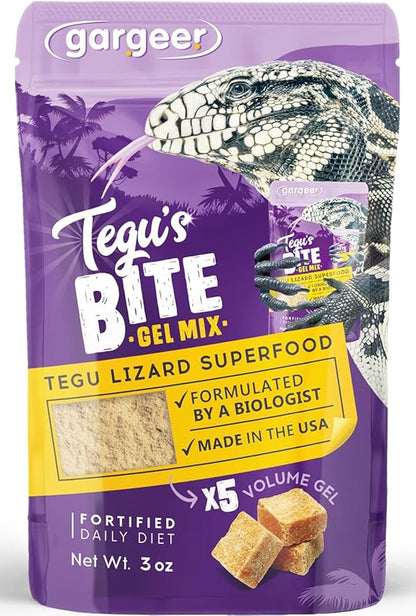 3oz Tegu Lizard Food. Complete Gel Diet for Both Juveniles and Adults. Proudly Made in The USA, Using Premium Ingredients, Fortified Gourmet Formula. Enjoy!