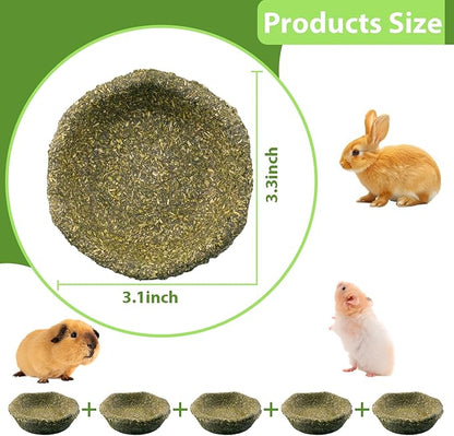 5 Pack Furry Timothy Hay Chewing Bowl for Guinea Pig & Bunnies,Edible Guinea Pig Food,Guinea Pig Toys, Bunny Toys