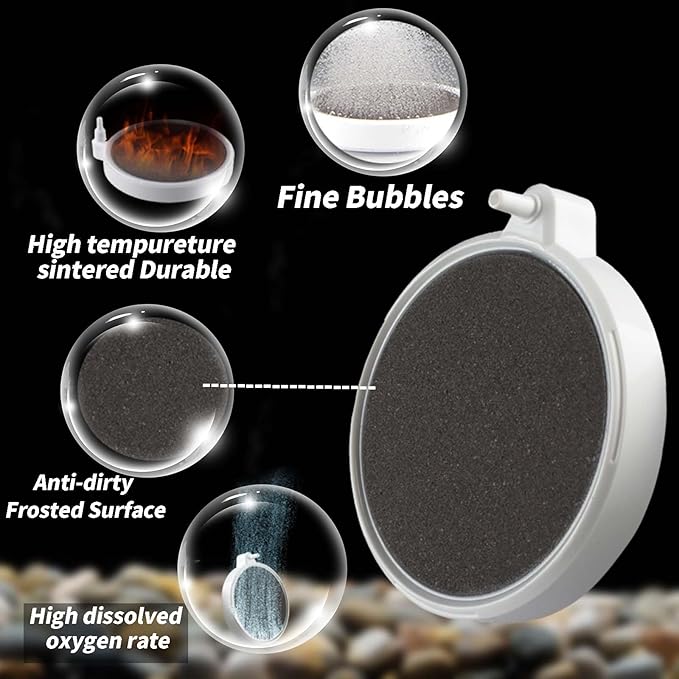 Air Stone for Fish Tank, 6 Inch Silent Bubble Stone Super-High Dissolved Oxygen Diffuser for 100-150 Gal Aquarium Fish Tank and Hydroponic