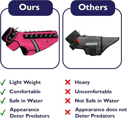 CoyoteVest SpikeVest Dog Harness Vest for Small Dogs, Reflective Dog Vest with Spikes to Shield Your pet from Coyotes, Raptor and Animal Attacks, Anti Hawk Vest, Made in USA (XXS-Pink)