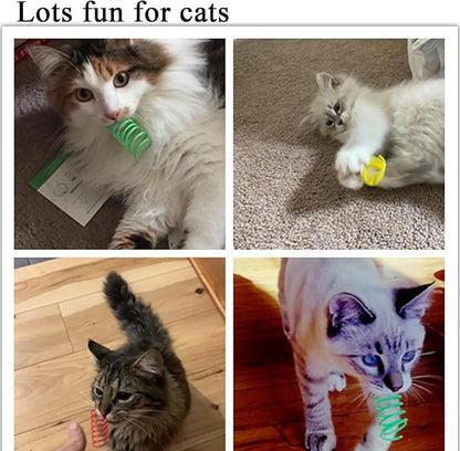 Cat Spring Toys, Bouncy Coil Kitty Cats Spiral Spring Toy for Indoor Cats Heavy Interactive Cat Toys Springy Chew Toys Colorful Springs Cat Toy for Biting, Swatting, Hunting Entertainment Kitten Toys