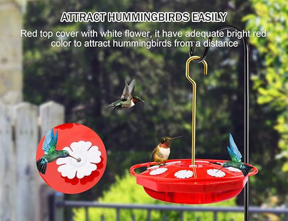 eWonLife Hummingbird Feeder for Outdoors Hanging, Humming Bird feeders, Easy to Clean and Fill, Leak Proof, 2 Pack Saucer Feeder for Birds, with Clean Brush and 8 Feeding Ports (16 OZ/Pack)