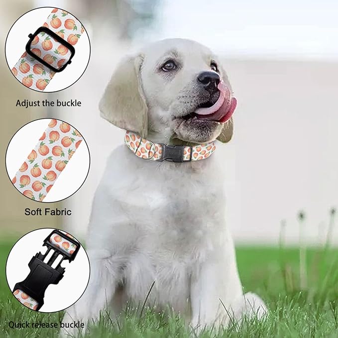 Pink Peach Fruit Pet Collars Dog Collars Soft Elastic Neck Strap for Female Male Puppy Cats