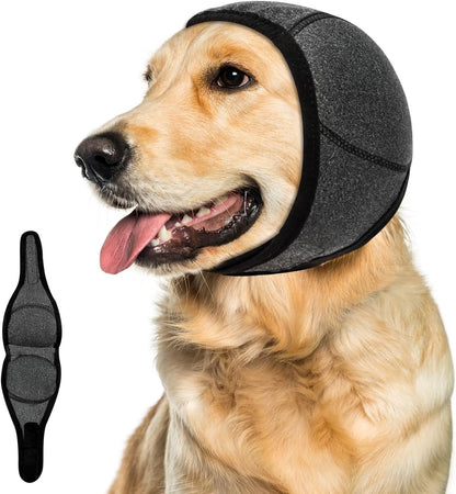 Dog Ear Muffs Noise Protection, No Flap Ear Wraps Cover for Dogs Bath Grooming, Adjustable Dog Calming Hoodie Hematoma Anxiety Firework Thunder,Waterproof Dogs Shower Cap Drying Swimming Bathing (MG)