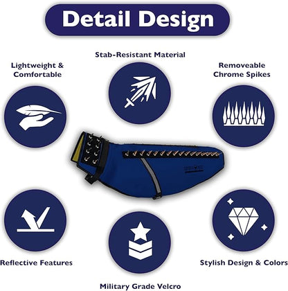 CoyoteVest Dog Harness Protection Vest, Reflective Dog Accessories with Spikes to Shield Your Pet from Raptor and Animal Attacks, Proudly Made in America (Small, Royal Blue)