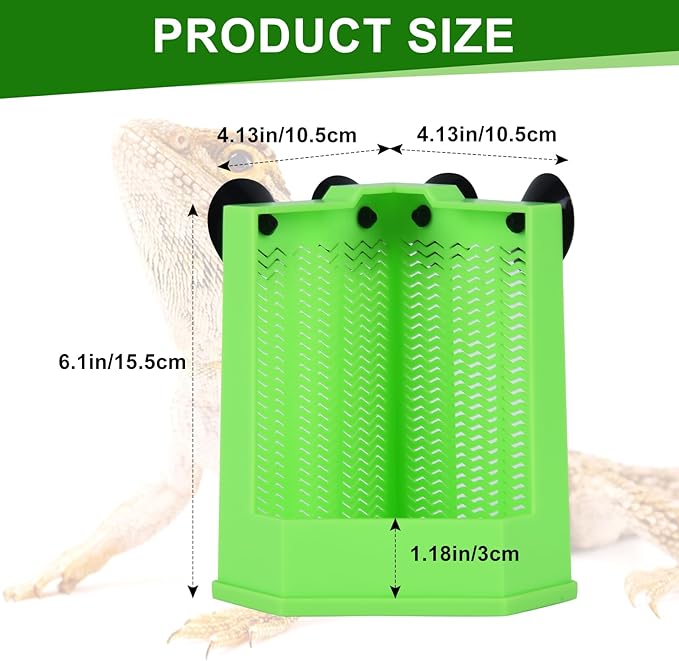 Bearded Dragon Feeder, Chameleon Feeder, Reptile Feeding Dish, Glass Mount Insect Feeding Box for Reptile, Bearded Dragon Food Bowl can Feeds Bearded Dragons and Comes with 4 Fixed Suction Cups