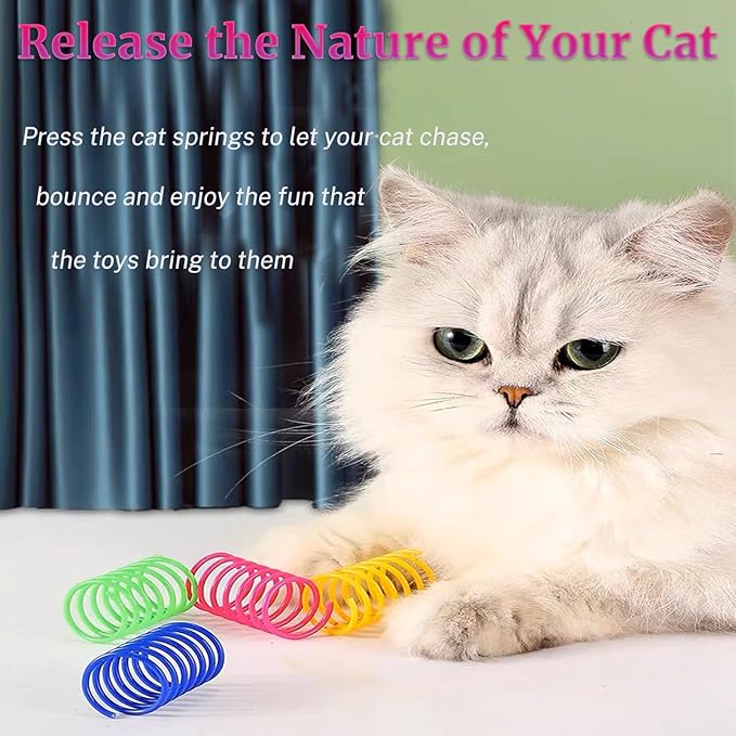 12 PCS Cat Spring Toys for Kittens - Colorful Spiral Springs, BPA-Free Durable Plastic - Interactive Cat Toys for Swatting, Biting, Hunting - Keep Kittens Active, Entertained & Fit