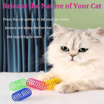 12 PCS Cat Spring Toys for Kittens - Colorful Spiral Springs, BPA-Free Durable Plastic - Interactive Cat Toys for Swatting, Biting, Hunting - Keep Kittens Active, Entertained & Fit