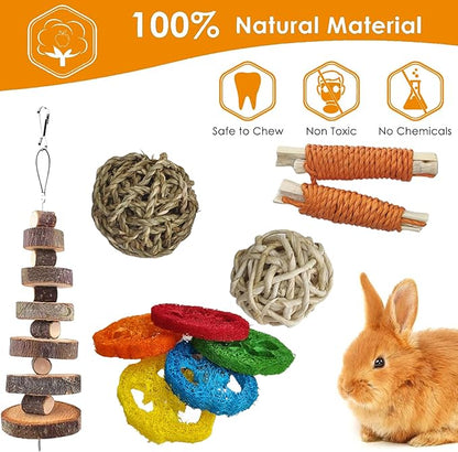 Toys for Rabbit Toys Bunny/Guinea Pig Toys,Bunny Chew Toys for Teeth, Natural Rabbit Toys Apple Wood,Handmade for Guinea Pig Hamster Rat Chinchilla Small Animals Teeth Grinding 20 Pack