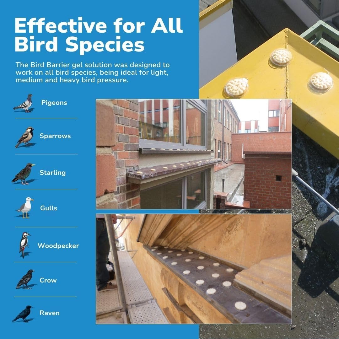 Bird Barrier Optical Gel 24 Pack | Natural Multisensory Bird Deterrent | Easy Installation | Discreet Appearance | Long-Lasting Solution | Repels Birds on Roofs, Beams Signs, Soffits, Ledges, and More