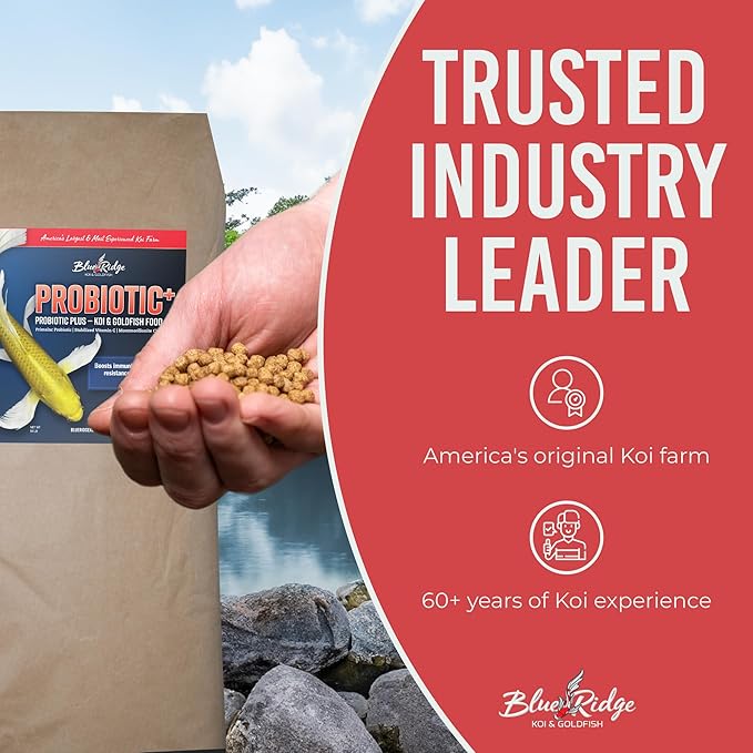 Blue Ridge Fish Food [50lb], Probiotic Plus 3/16" Floating Pellet, Koi and Goldfish