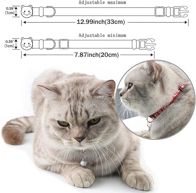 19Pcs Puppy ID Collars with Bell Adjustable 19-32cm, Soft Nylon Adjustable Breakaway Identification Collars for Newborn Pets