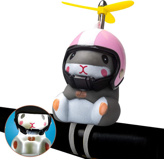 wonuu Duck Bike Bell with Light and Helmet Cute Hamster Bicycle Horn, Dashboard Decoration Hamster Toy Motorcycle Bike Bells Rubber Duck Car Dashboard Decorations (Pink&Star-Hamster)