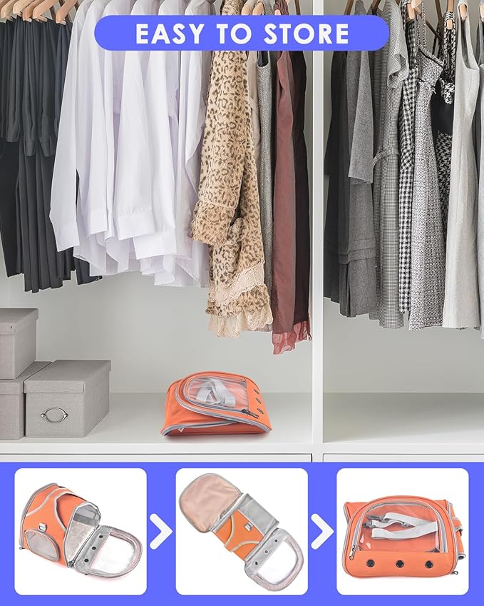 Bissap Bearded Dragon Travel Carrier, Portable Guinea Pig Carrier Bag Tortoise Carrier Pouch for Bunny Hamster Chinchilla Hedgehog Lizard Bird Outgoing Reptile Travel Carrying Case - Orange