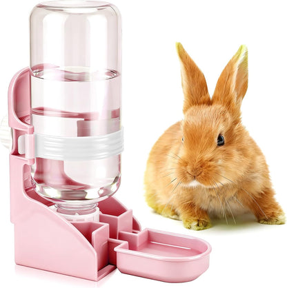 Rypet Rabbit Water Bottle No Drip - 17oz Hanging Water Fountain Automatic Dispenser Pet Cage Water Feeder for Bunny Chinchilla Guinea Pig Hedgehog Ferret Pink