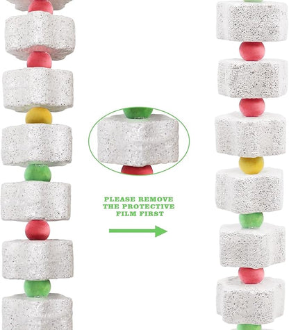 2 Pack Mineral Block Chew Toys with Colorful Beads and a Bell, Bird Beak Grinding Stone, Cage Accessories for African Grey, Budgies, Cockatiels, Small to Medium Birds