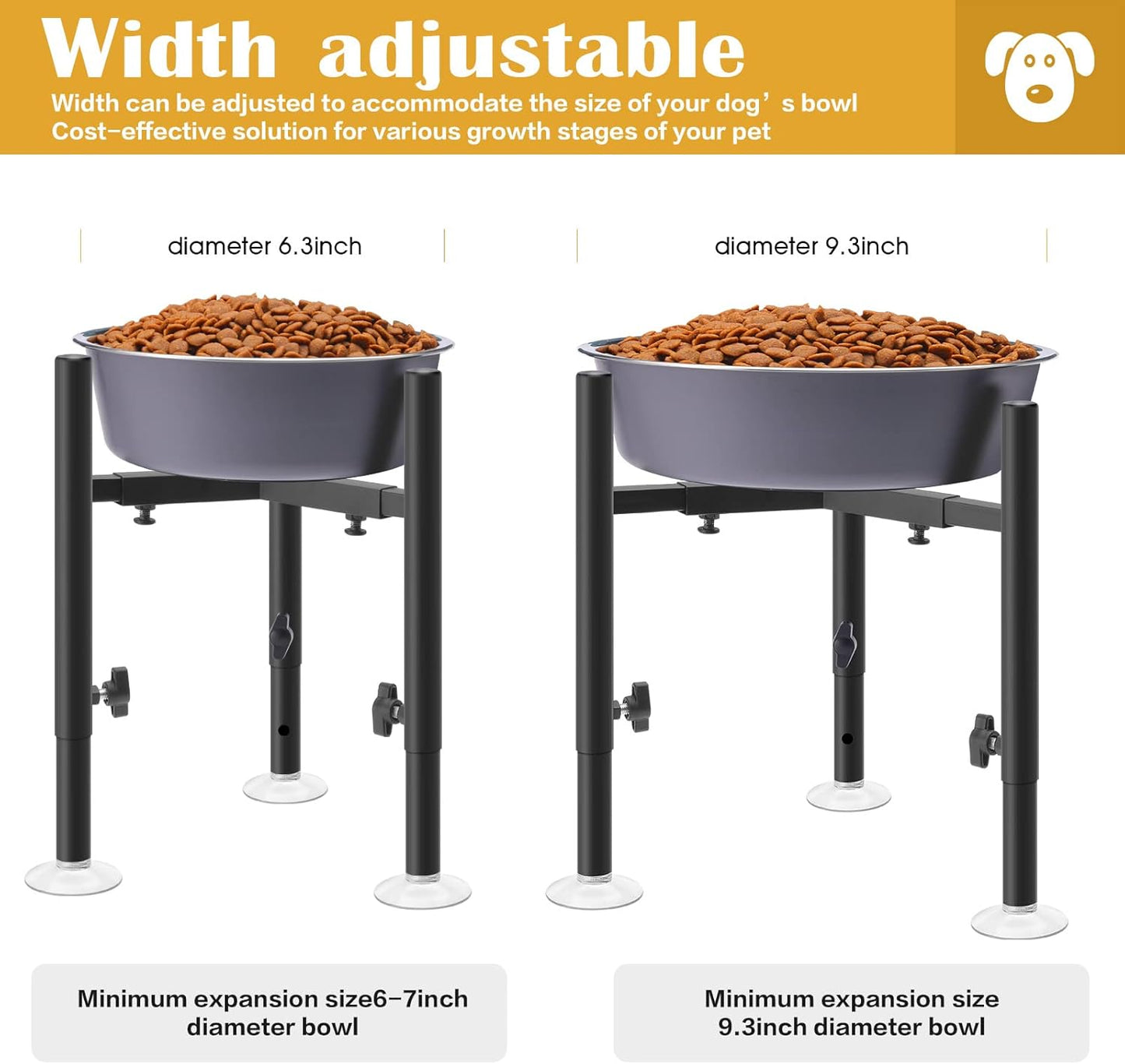 CSD Elevated Dog Bowl Stand - Durable, Adjustable, User-friendly, Stability & Floor Protection, Adaptive Feeding Solution