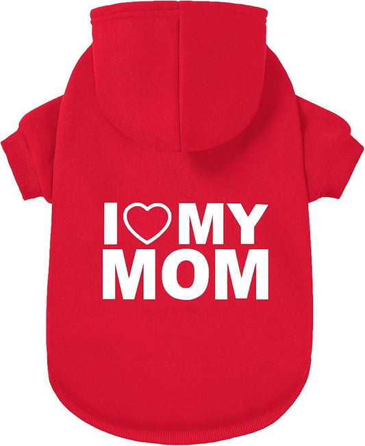 GreenJoy Dog Sweater Dog Hoodie Cold Weather Coat Hooded Sweatshirt for Puppies,Cats, Small Medium Large Dogs (Red(I Love My Mom), Medium)