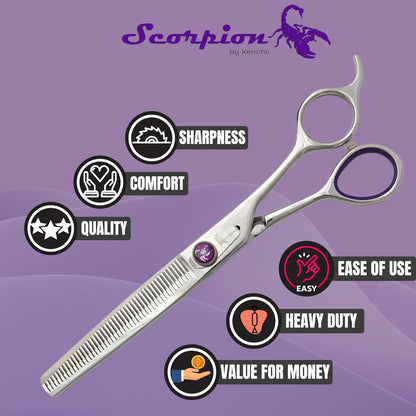 Kenchii Scorpion Dog Grooming Scissors, 46 Tooth Thinning Shears, Dog Scissors for Grooming, Professional Pet Grooming Scissors, Heavy Duty, Durable and Sharp