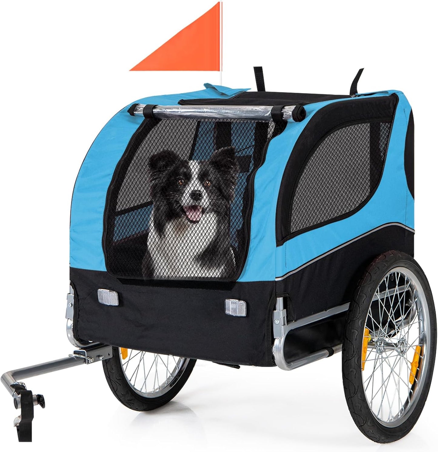 Dog Bike Trailer - HAPPAWS Dog Trailer for Bicycle, Cargo Cycle Trailers Wagon Cart Pet Bike Carrier w/ 3 Doors, Aluminum Wheels, Safety Flag, Easy to Connect&Disconnect, Collapsible to Store