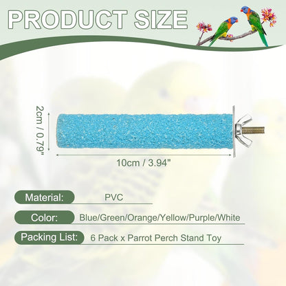 Parrot Perch, Wooden Parrot Perch Stand Toy, Paw Grinding Stick, Bird Cage Accessories, 4 x 0.8in (6 Colors, 6 Pcs) Birds Toys Intended for Cage/Parakeets/Conure/Budgie