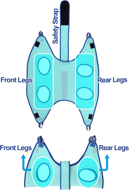 Dog Grooming Hammock,Hanging Harness Holder for Nail Clipping, Nail Trimming Hammock with Wide Strap, Grooming Sling Hanger for Claw Care (X-Large 50 LB Max/Turquoise)