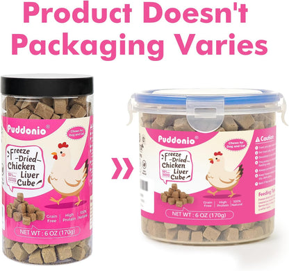 Freeze Dried Cats & Dogs Raw Treats, All Natural Single Ingredient Chicken Liver, High Protein Healthy Pet Training Treats or Food Topper, 6 oz