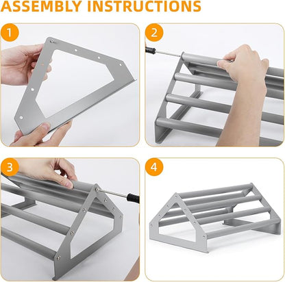 SHINOSKE 2 Pack Chick Perch,Chicken Toys for Coop,Wooden Chicken Roosting Bars with Metal Stand,Coop Accessories & Supplies for Chicks,Easy to Assemble,Grey(Large x 2)