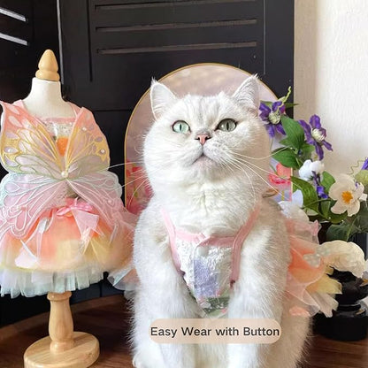 Cat/Small Dog Pretty Fairy Costume Clothing - Cute Dress Outfit for Spring Halloween Christmas Girl Party (L)