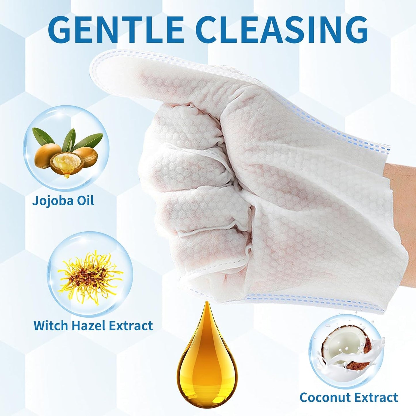 MIOSSZI 3-in-1 Pet Wipes Bundle - 40 Glove + 50 Ear + 130 Eye Wipes (220 Total) Hypoallergenic Cleaning Mitts for Dogs & Cats, Rinse-Free with Coconut Oil & Aloe Vera, Gentle No-Sting Formula