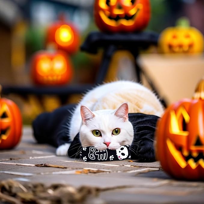 PET SHOW 8 Pack Halloween Cat Kicker With Catnip Crinkle Sound for Indoor Cats - Cute Ghost Pumpkin Plush Kittens Shape Natural Interactive Pet Kitty Toy