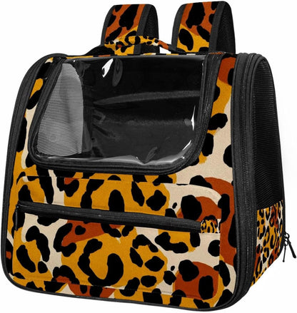 Modern Classic Leopard Print Cat Backpack Carrier Pet Backpack Carrier for Small Dogs and Medium cat Puppy Kitten Bunny