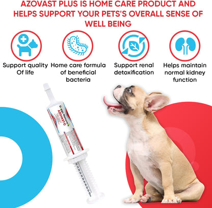 Azovast Plus Kidney Health Supplement for Dogs & Cats, Oral Paste (60 cc) - NO Refrigeration Required - Help Support Kidney Function & Manage Renal Toxins Chicken Flavor (Made in U.S.A(60cc)
