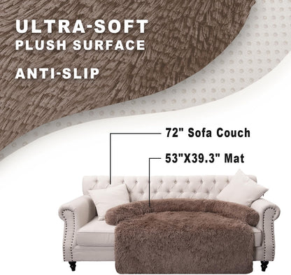 Calming Dogs/Cats Bed Mats, Dog Pad Washable Removable Couch Cover, Plush Long Fur Mat for Pets, Waterproof Lining, Perfect for Small, Medium and Large Dogs and Cats (Desert Brown, 53"x39")