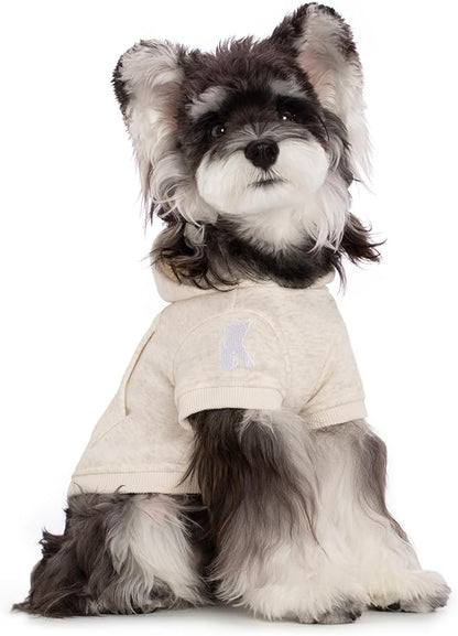 Koneseve Dog Hoodie Fleece, Cat Sweater Warm with Pocket - Soft Clothes for Daily Wear, Basic Hooded Sweatshirts, Winter Coat Clothing, Comfort Tee Shirt Fit for All Breeds Pet - Beige - 3XL