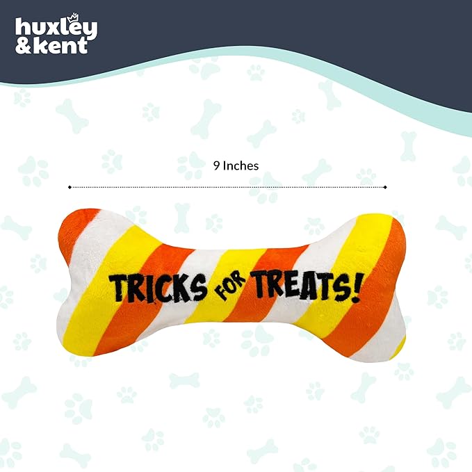 Huxley & Kent Halloween Funny Dog Toy w/Squeaker – Power Plush Squeaky Dog Toys for Small, Medium & Large Dogs – Soft Stuffed Animal for Indoor Play & Fetch - Tricks for Treats, One Size