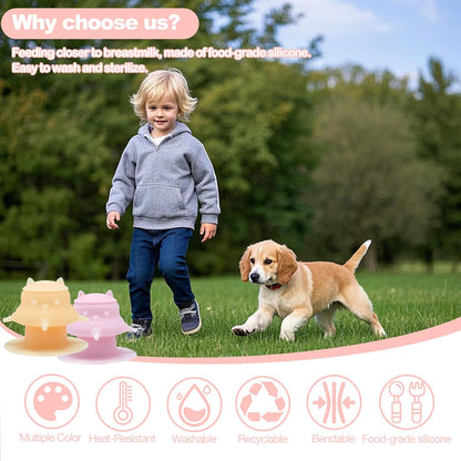 MAKOL Puppy Feeder for Nursing, Mother's Touch Feeder Nipples for Kittens, Premium Silicone Nursing Station, 4 Nipples, 230ml Capacity