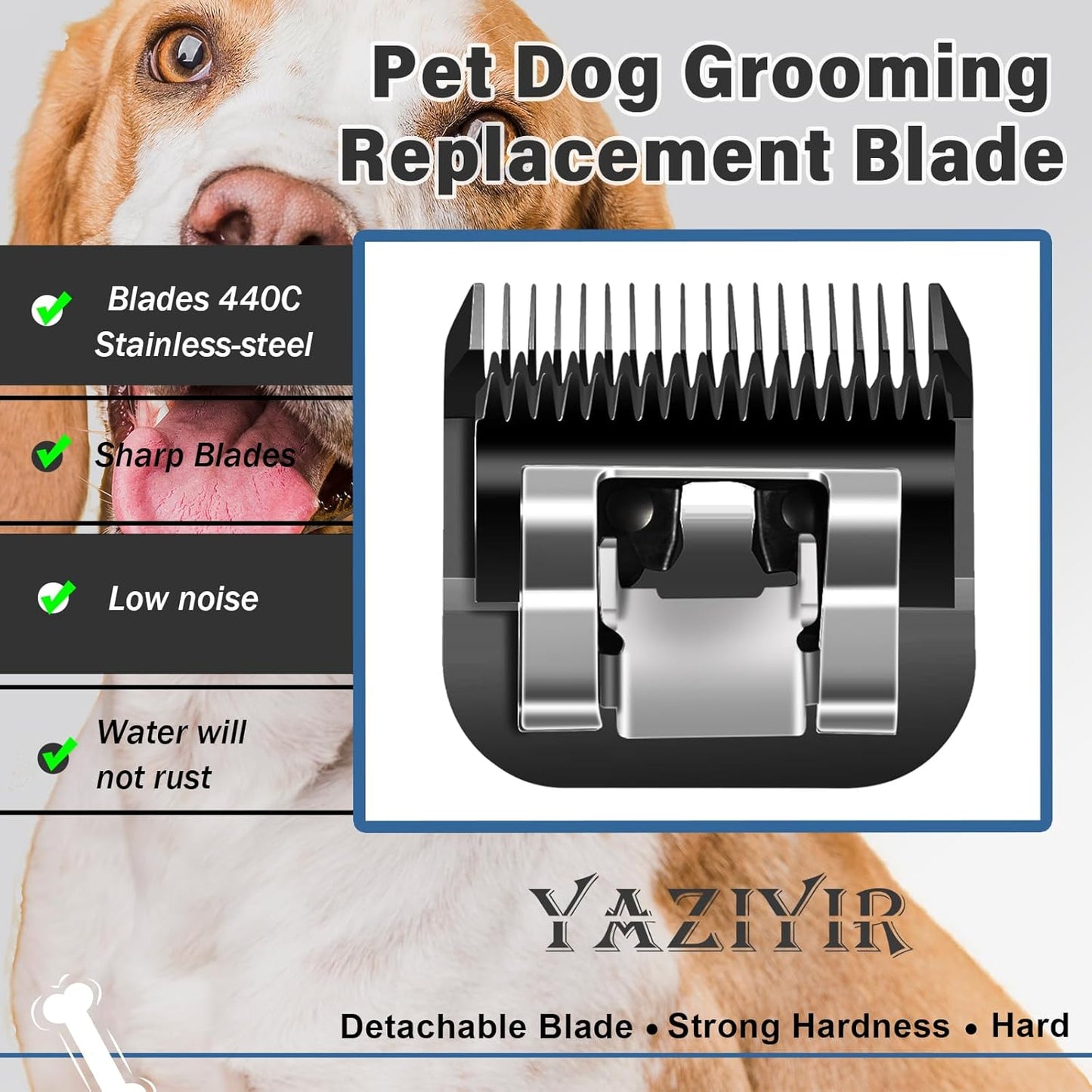 3 Pack 40# Detachable Dog Grooming Steel Blades,Compatible with Andis,Oster A5,Wahl KM-10 Series,Cut Length 1/100" 0.25MM （Black）
