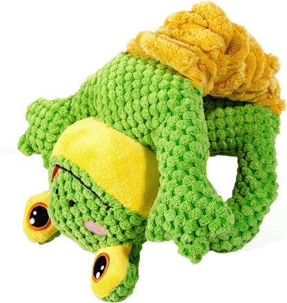 Dog Tug Toy, Durable Dog Toys Large Breed, Tug of War Dog Squeaky Toy, Stuffed Plush Dog Toys with Crinkle Paper for Small, Middle, and Big Dogs(Tug of War Series, Frog)