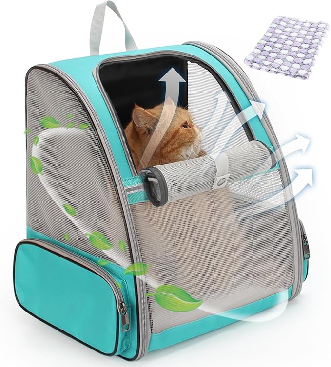 LOLLIMEOW Pet Carrier Backpack for Dogs and Cats,Puppies,Fully Ventilated Mesh,Airline Approved,Designed for Travel, Hiking, Walking & Outdoor Use (Mesh Green-M)