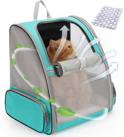 LOLLIMEOW Pet Carrier Backpack for Dogs and Cats,Puppies,Fully Ventilated Mesh,Airline Approved,Designed for Travel, Hiking, Walking & Outdoor Use (Mesh Green-M)