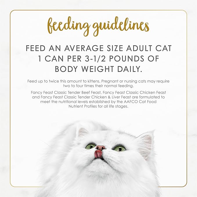 Purina Fancy Feast Chicken and Beef Classic Pate Collection Grain Free Wet Cat Food Variety Pack - (Pack of 24) 3 Oz. Pull-Top Cans
