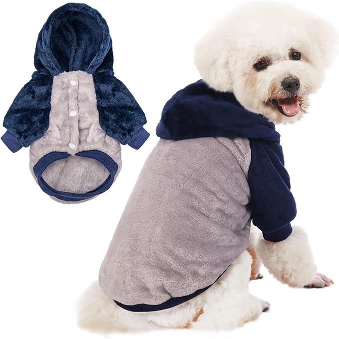 FabriCastle Dog Hooded Sweater, Dog Clothes for XXS XS Small Dogs Boy & Cats, Soft and Warm Pet Coat, Winter Pet Jacket, Doggy Apparel Costumes, Puppy Outfits Snap On Hoodies (Grey Body, XX-Small)