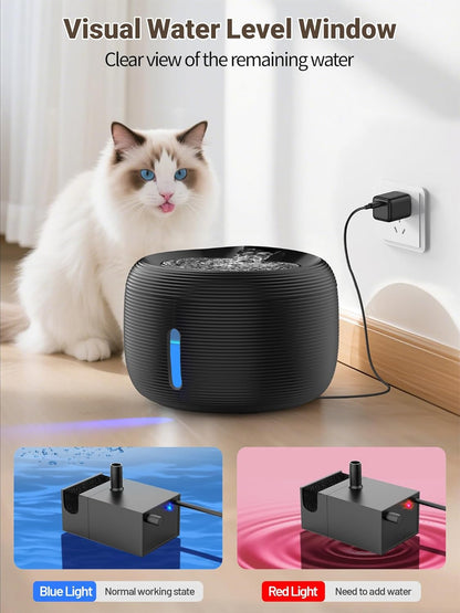 SIBAYS Cat Water Fountain, 3.5L/118oz Large Capacity Pet Water Fountain Cat Fountains for Drinking, Automatic Quiet Dog Water Bowl Dispenser with LED Light & Water Level Window(FS77, Black)
